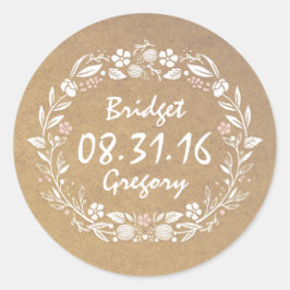 Pegatinas de Bodas Vintage Floral Wreath Cute