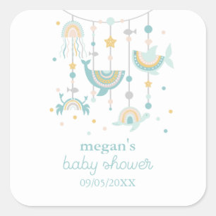 Pegatinas de Boho Sea Animal Square