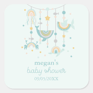 Pegatinas de Boho Sea Animal Square