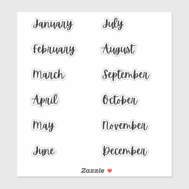 Pegatinas de Bollet Journal Months of the Year | N (Hoja)