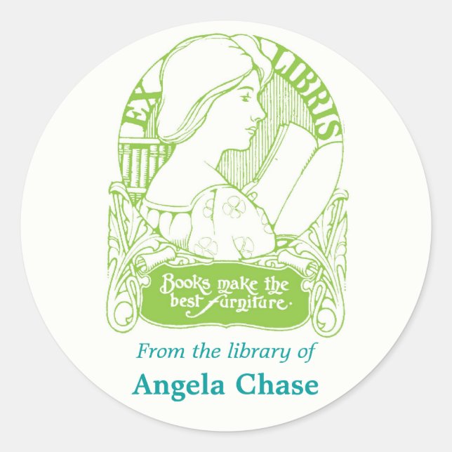 Pegatinas de Bookplate de Art Nouveau (Anverso)