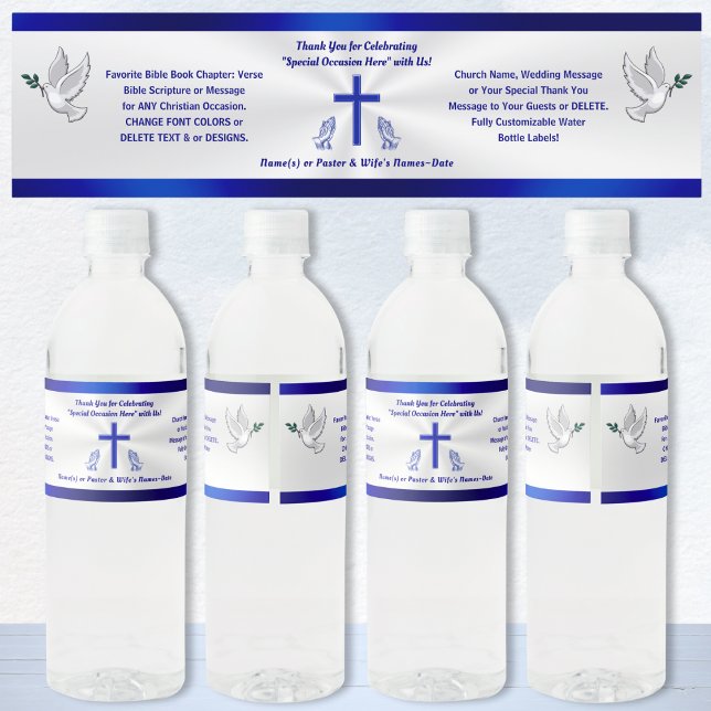 Pegatinas de botellas de agua cristianas y persona (Christian water bottle stickers, personalized. Church water bottle labels. Church party supplies.)