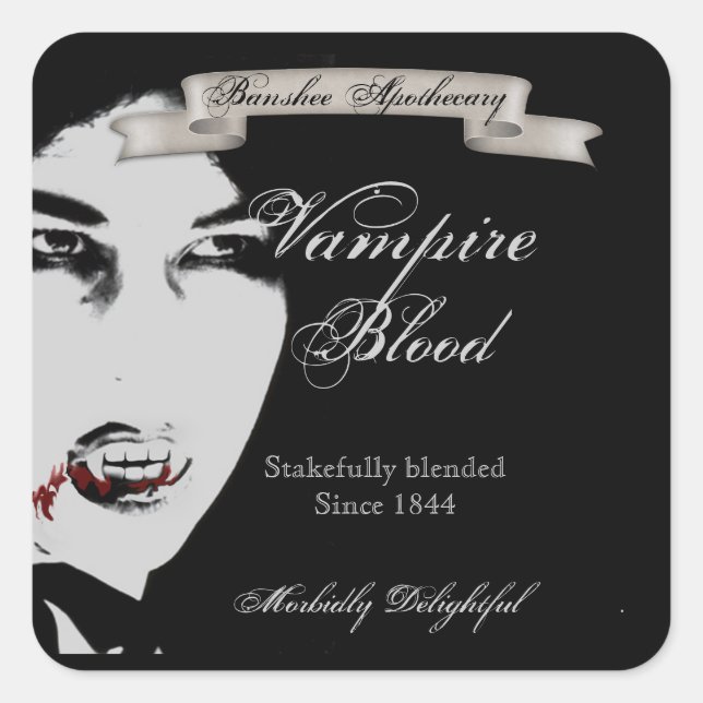 Pegatinas de botellas de Halloween con sangre de v (Anverso)