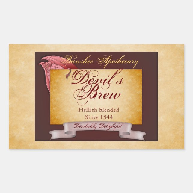 Pegatinas de botellas de Halloween en el diablo de (Anverso)