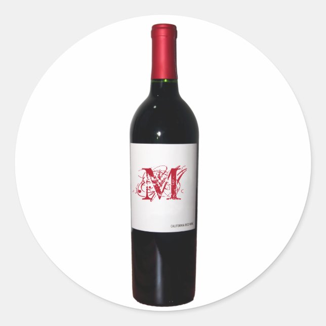 Pegatinas de botellas de vino monogramadas (Anverso)