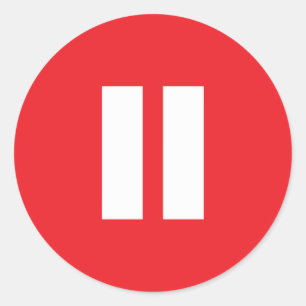 Pegatinas de botón de pausa rojo y blanco