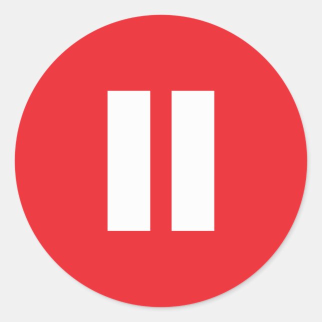 Pegatinas de botón de pausa rojo y blanco (Anverso)