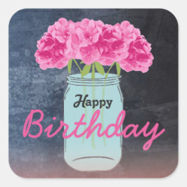 Pegatinas de Bouquet de cumpleaños rosado en color