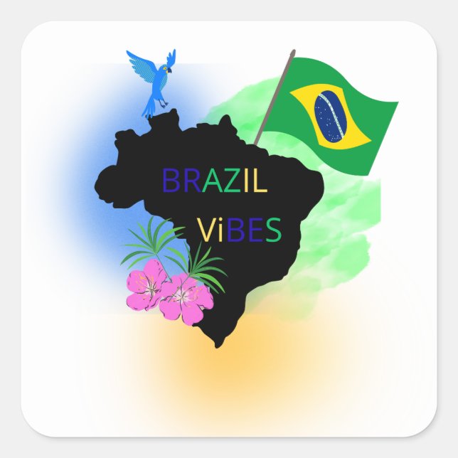 Pegatinas de Brasil – Vibrante Bandera e Inspirada (Anverso)