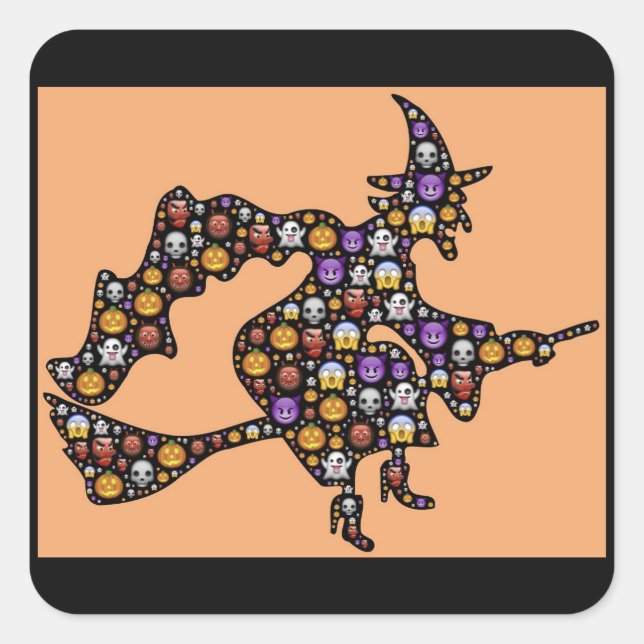 pegatinas de brujas de emoji de halloween (Anverso)