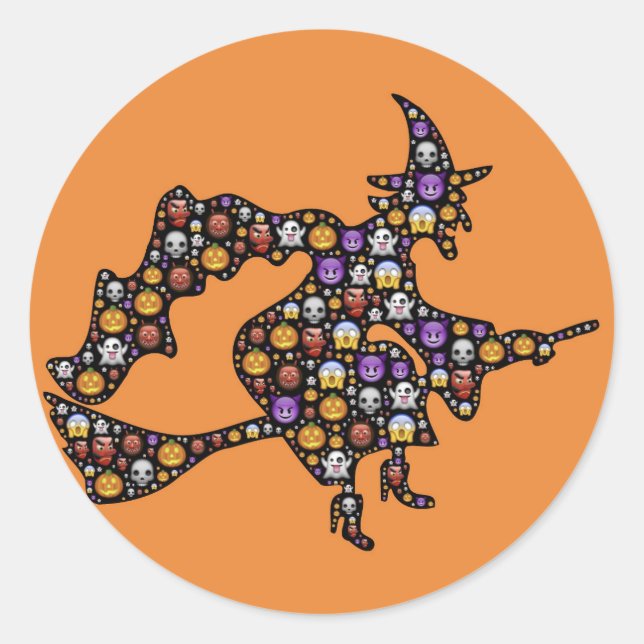 pegatinas de brujas de emoji de halloween (Anverso)