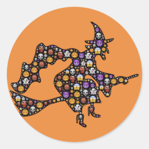 pegatinas de brujas de emoji de halloween