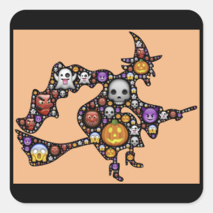 pegatinas de brujas de emoji de halloween