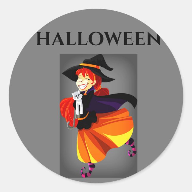 Pegatinas de brujas de Halloween. (Anverso)