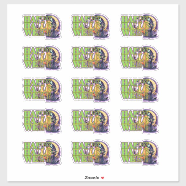 Pegatinas de brujas de Halloween con imágenes divi (Hoja)