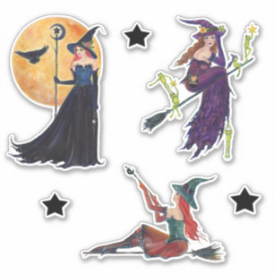 Pegatinas de brujas de Halloween estrellas de la n