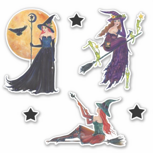 Pegatinas de brujas de Halloween estrellas de la n (Anverso)