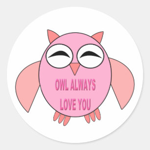 Pegatinas de búho de mensajes de amor