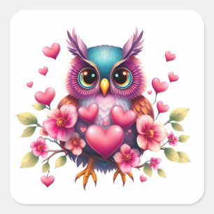 Pegatinas de Búho divertido romántico