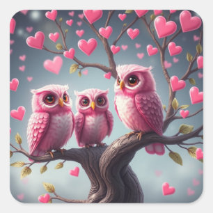 Pegatinas de Búho divertido romántico