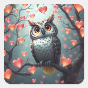 Pegatinas de Búho divertido romántico