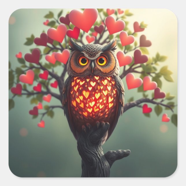 Pegatinas de Búho divertido romántico (Anverso)