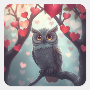 Pegatinas de Búho divertido romántico