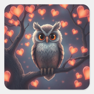 Pegatinas de Búho divertido romántico
