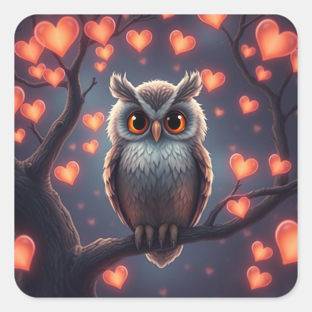 Pegatinas de Búho divertido romántico (Anverso)