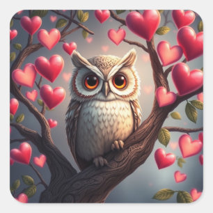 Pegatinas de Búho divertido romántico