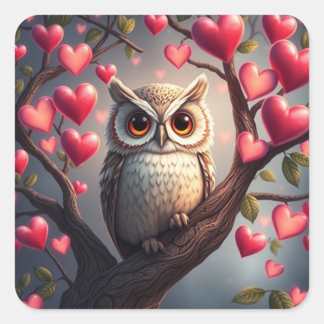 Pegatinas de Búho divertido romántico (Anverso)