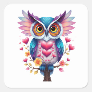 Pegatinas de Búho divertido romántico