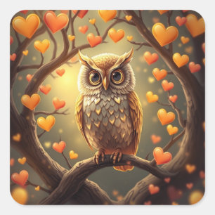 Pegatinas de Búho divertido romántico
