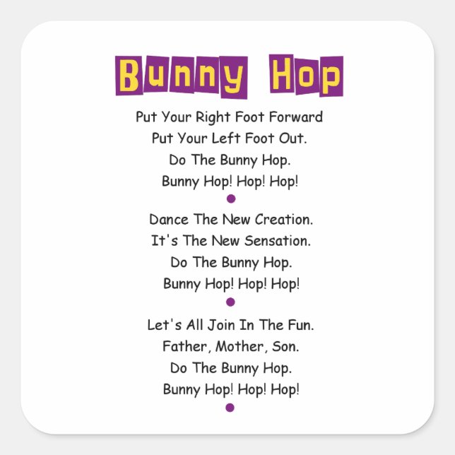 Pegatinas de Bunny Hop Lyrics (Anverso)