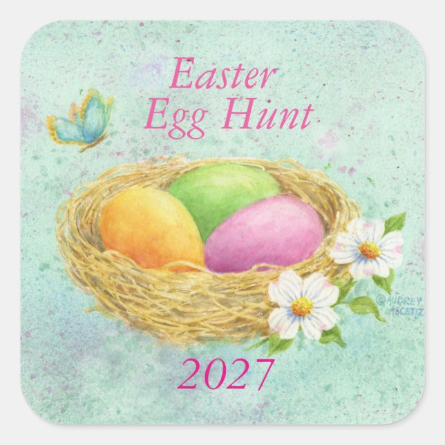 Pegatinas de búsqueda de huevos de Pascua 2027 (Anverso)