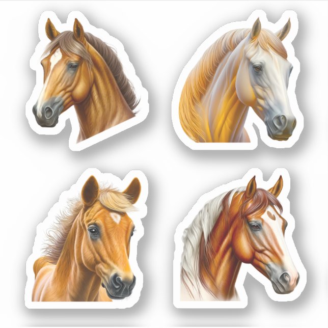 Pegatinas de caballos 4 Paquete - Planner Cute, Jo (Anverso)