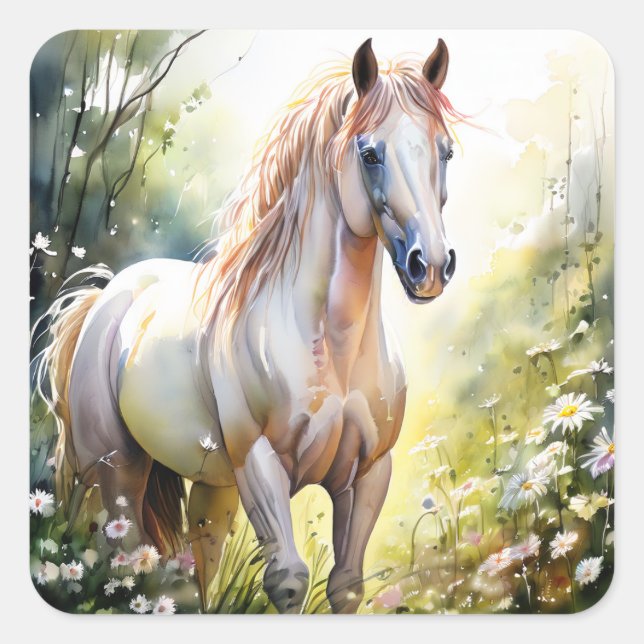 Pegatinas de Caballos de Acuarela (Anverso)
