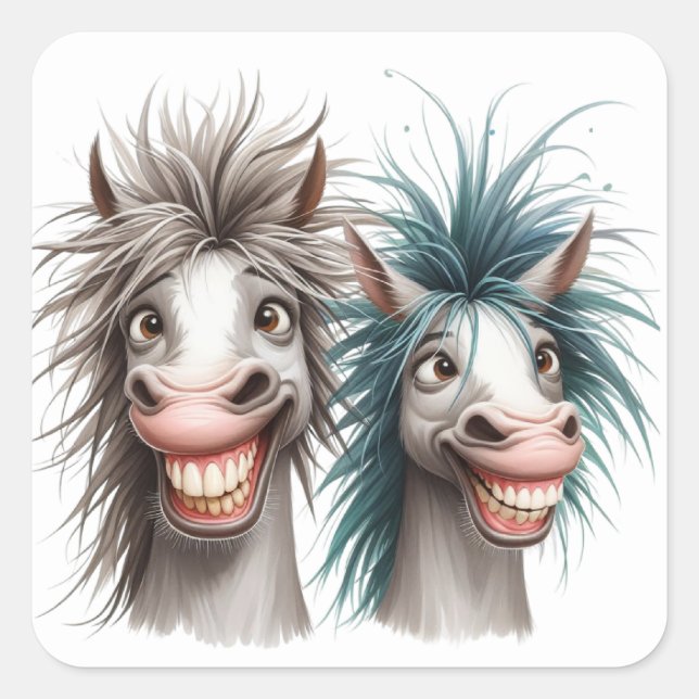 Pegatinas de caballos divertidos (Anverso)