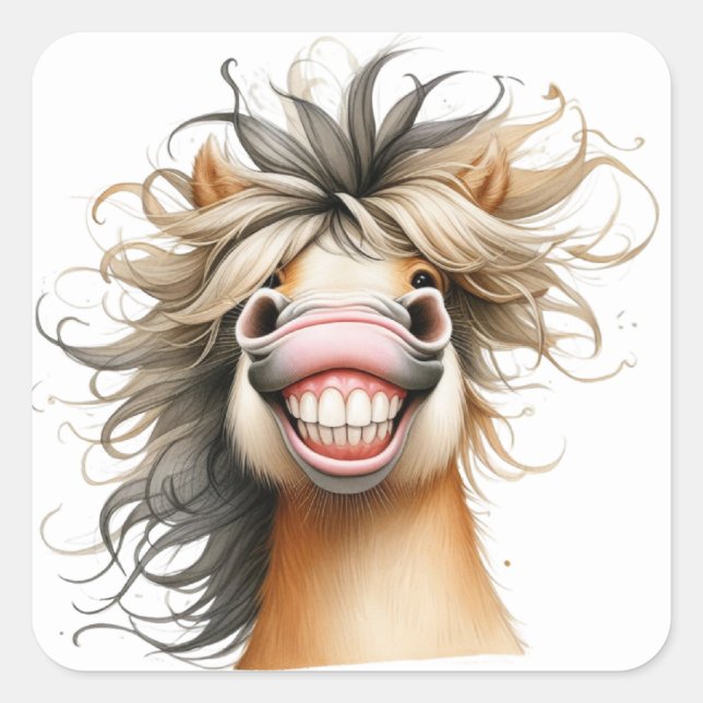 Pegatinas de caballos divertidos (Anverso)