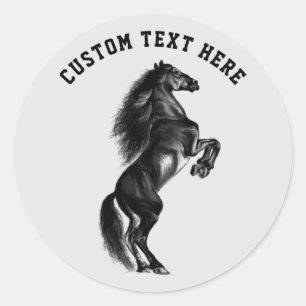 Pegatinas de caballos negros con texto Personaliza