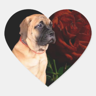 Pegatinas de cachorro y corazón rosa