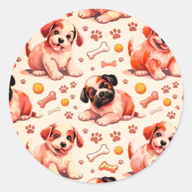 Pegatinas De Cachorros De Patrón Cuadros (Anverso)