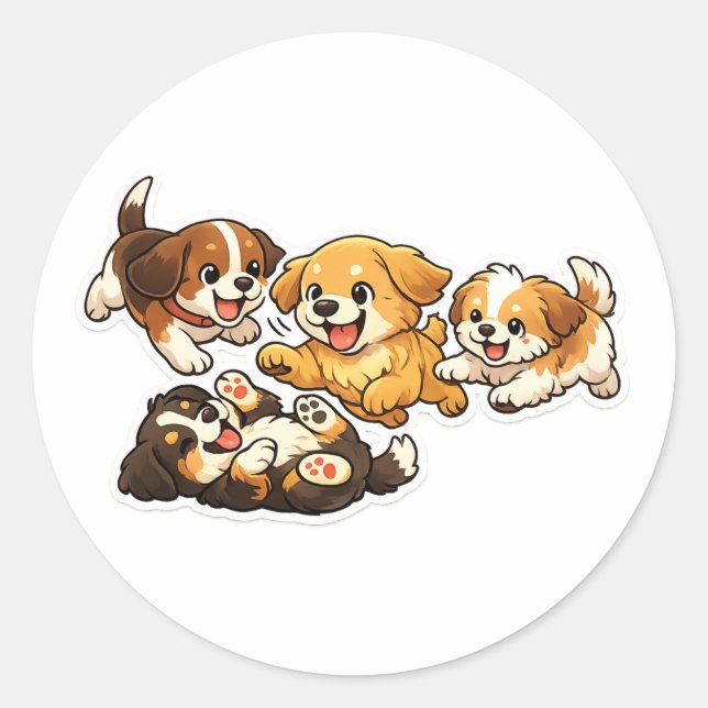 Pegatinas de Cachorros Juguetones – Diseño de Perr (Anverso)