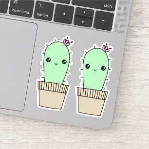 Pegatinas de cactus al estilo kawaii