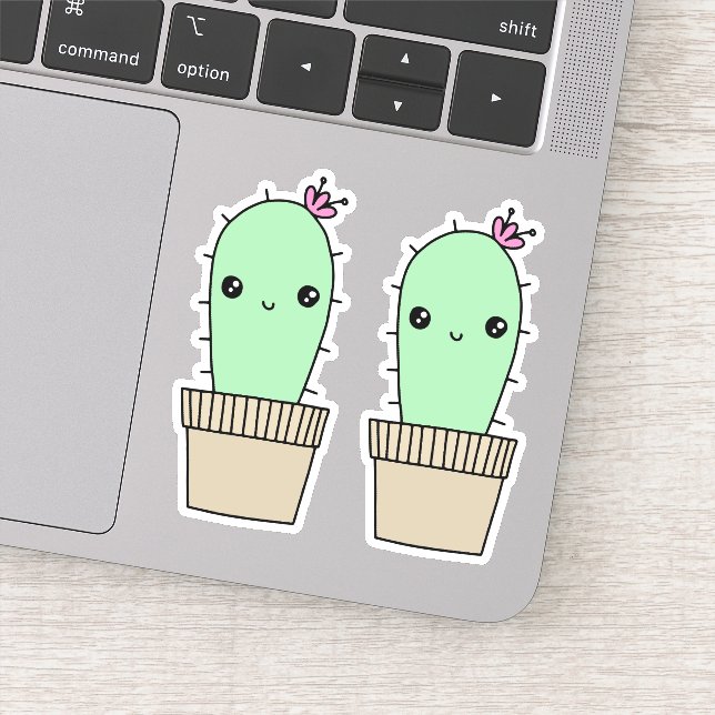 Pegatinas de cactus al estilo kawaii (Detalle)