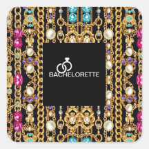 Pegatinas de cadena de perla cuadrada.