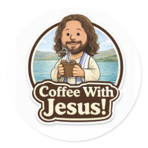 Pegatinas de Café con Jesús (1,5”)