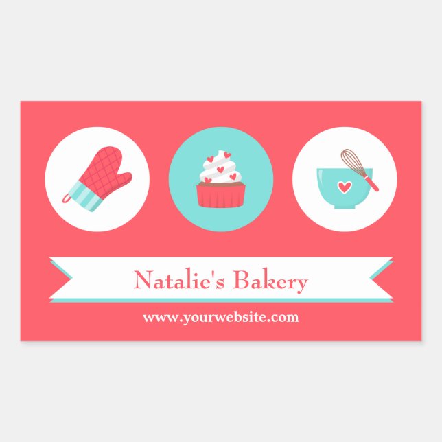 Pegatinas de Cafetería de Panadería de Cupcakes Mo (Anverso)