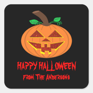 Pegatinas de calabaza de Halloween de ojos rojos