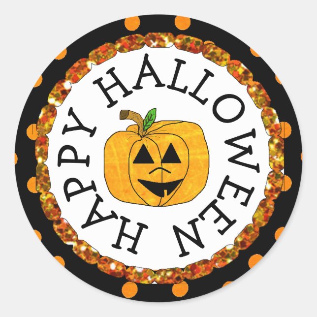 Pegatinas de Calabaza Feliz Halloween (Anverso)